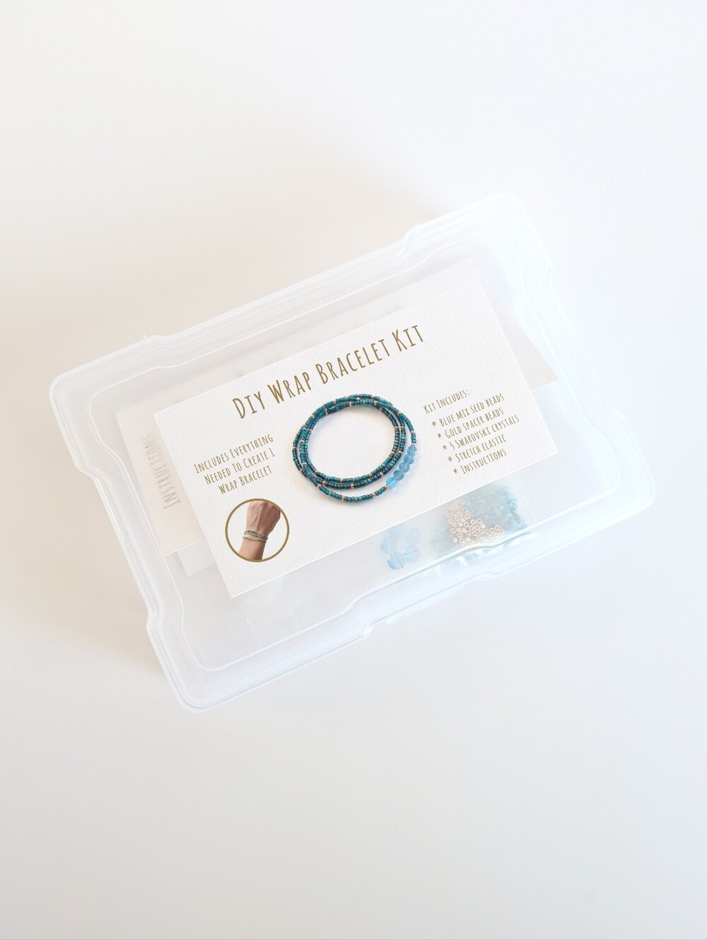 DIY Beaded Wrap Bracelet Activity Kit - Blue Swarovski Crystals